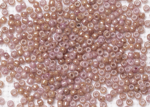 Бисер Япония круглый 11/0 10г 1201 бежевый/розовый, мраморный непрозрачный