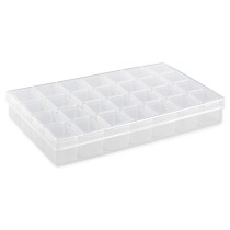 " Gamma" Органайзер пластиковый для бисера с ячейками 28 шт. ОМ- 028 пластик 10. 6 x 17. 5 x 2. 6 см прозрачный